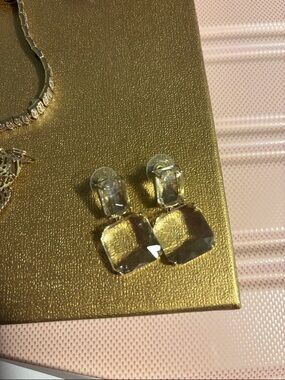 Gold-Tone Clear Crystal Drop Earrings - Women Jewelry